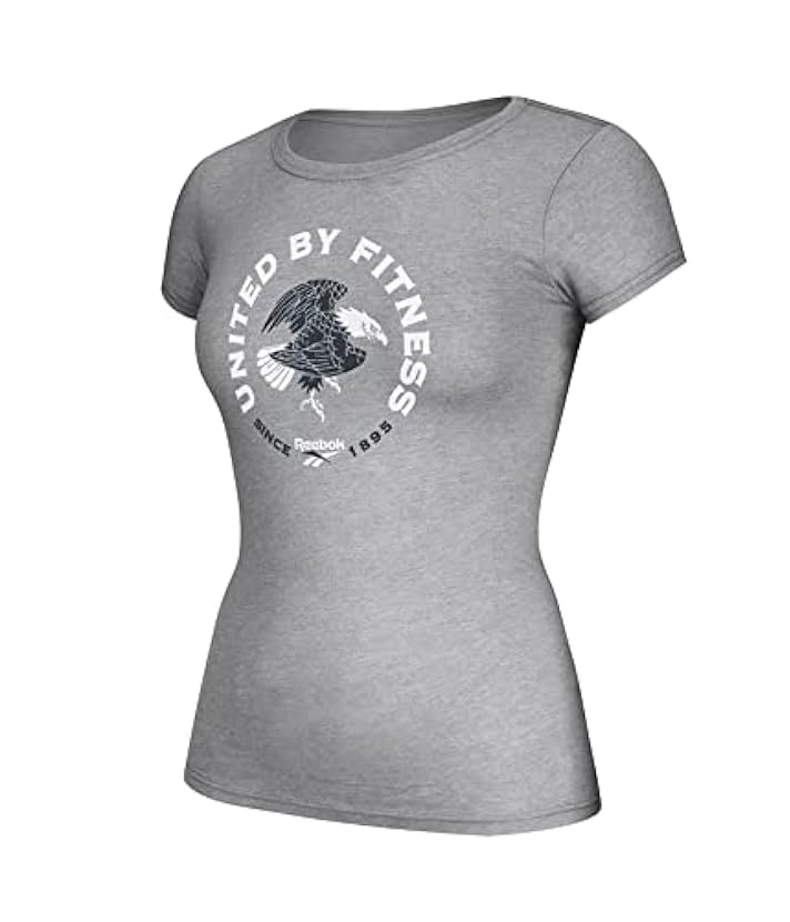 Reebok Womens United by Fitness Graphic T-Shirt, Grey, 