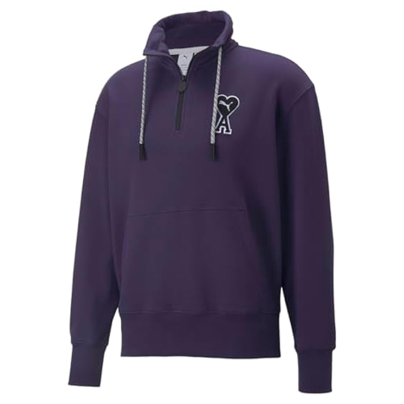 PUMA Mens Ami X Half Zip Crew Neck Sweatshirt Casual - Purple - Size XS 209190297