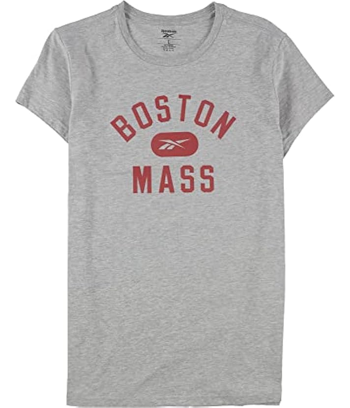 Reebok Womens Boston Mass Graphic T-Shirt, Grey, X-Larg