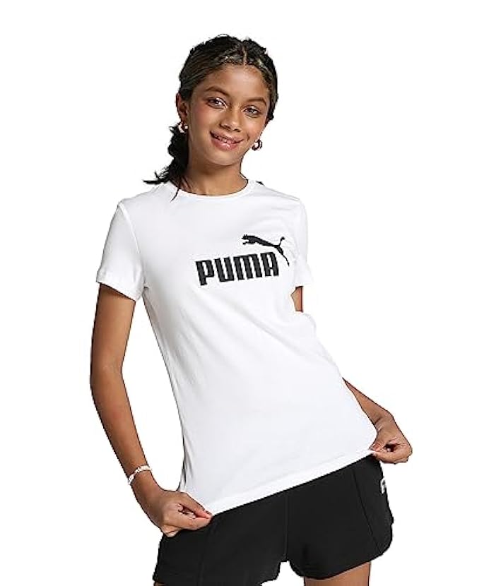 PUMA Ess Logo Tee G, T-shirt Bambine e ragazze, Puma Wh