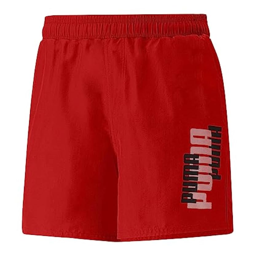 PUMA Shorts Mare Rosso da Uomo con Stampa Logo Letterin