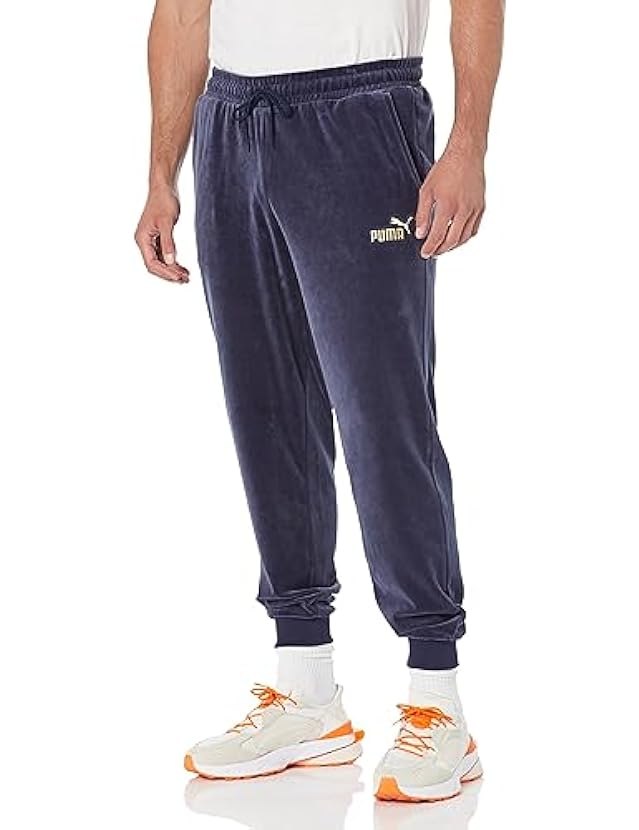 PUMA Pantaloni sportivi da uomo in velluto con finiture dorate 800480991
