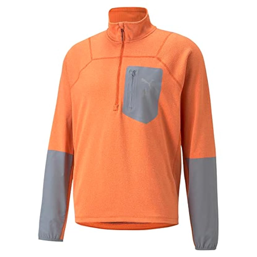 PUMA Men Seasons Raincell Half-Zip Abbigliamento da Running Running Tops Orange - Grey M 823331822