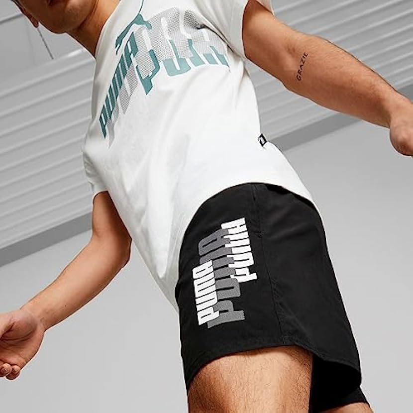 PUMA Beachwear Uomo Nero Shorts Mare con Stampa Logo Lettering XXL 713220003